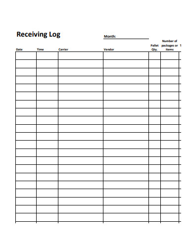 simple receiving log