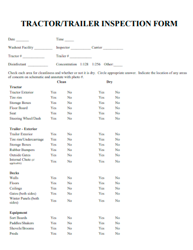 tractor trailer inspection form