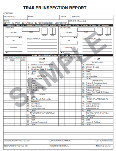 trailer inspection report form
