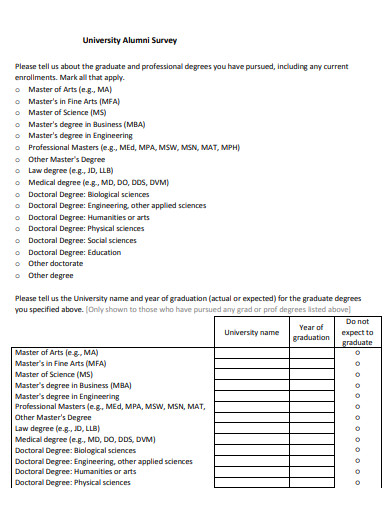 university alumni survey