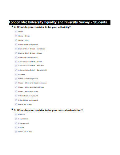 university equality and diversity survey