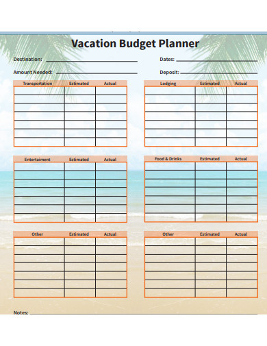 vacation budget planner