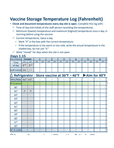 vaccine storage temperature log