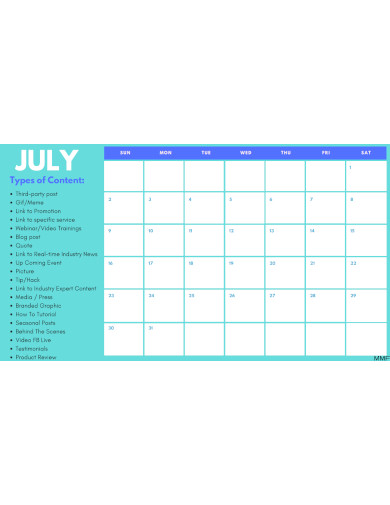30 day social media content calendar