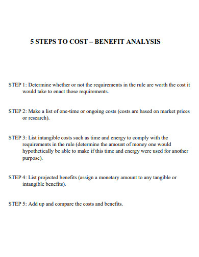 5 steps to cost benefit analysis