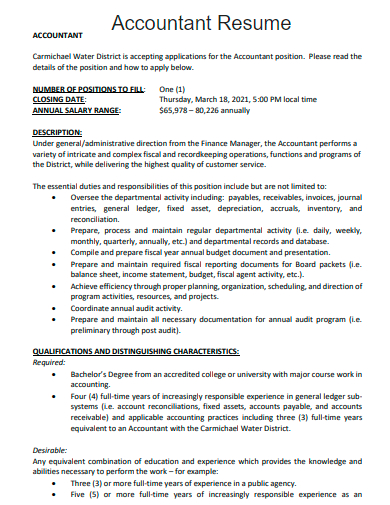 accountant resume in pdf