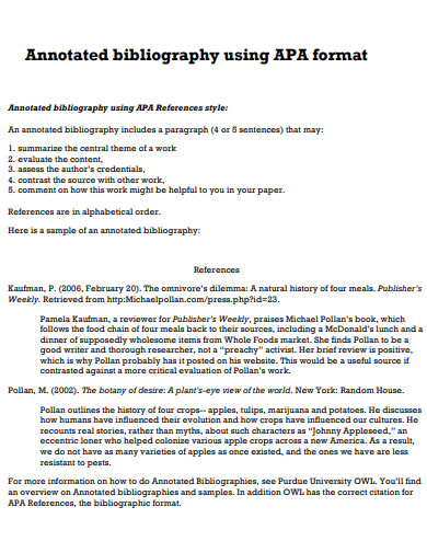 annotated bibliography using apa format