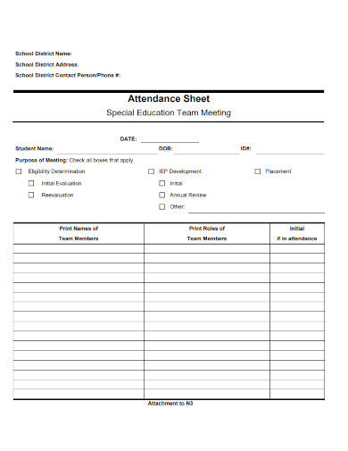 attendance sheet format example 