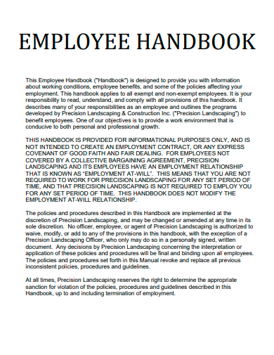 basic employee handbook