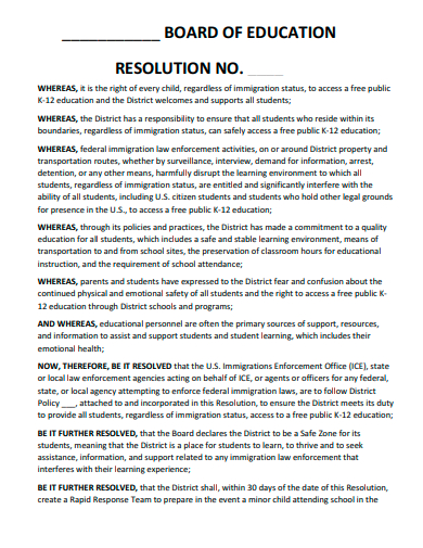 board of education resolution