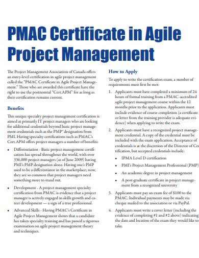 certificate in agile project management