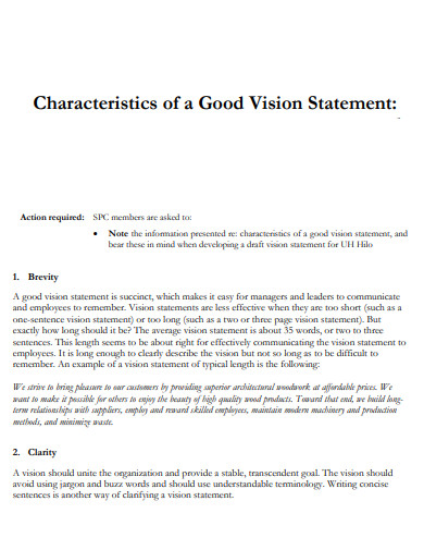 characteristics of a good vision statement