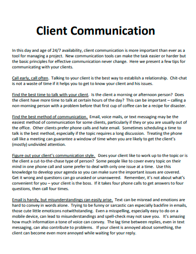 client communication example