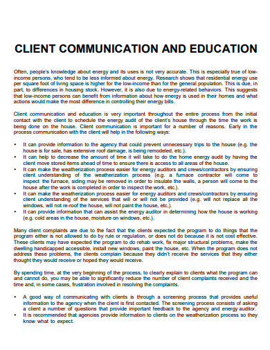 client communication and education