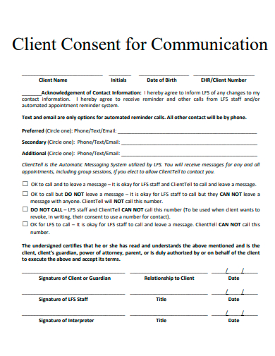 client consent for communication