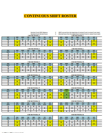continuous shift roster