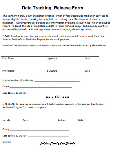 data tracking release form