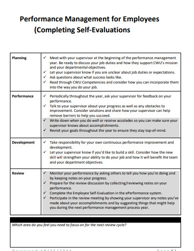 employee completing self evaluation