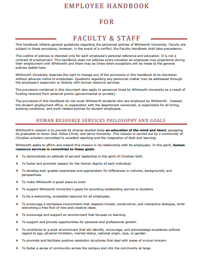 employee handbook for faculty and staff