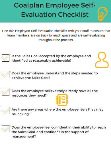 employee self evaluation checklist
