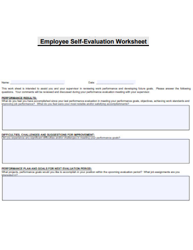 employee self evaluation worksheet