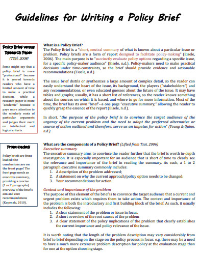 guidelines for writing policy brief