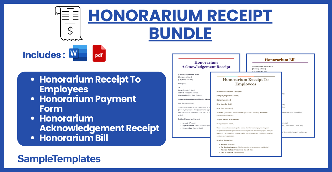 honorarium receipt bundle