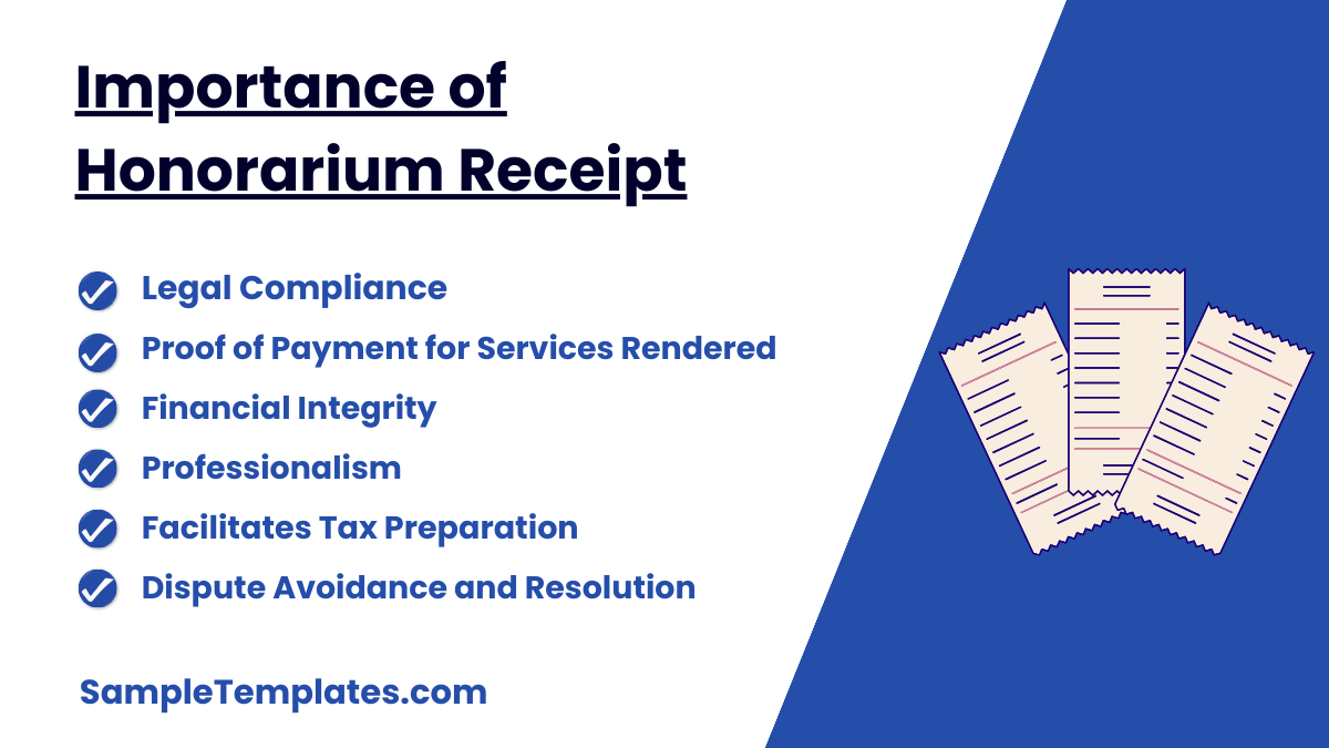importance of honorarium receipt