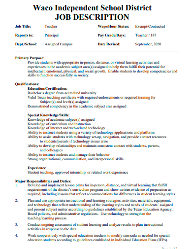 independent school district job description