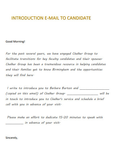 introduction email to candidate