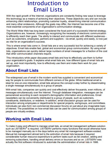 introduction to email lists