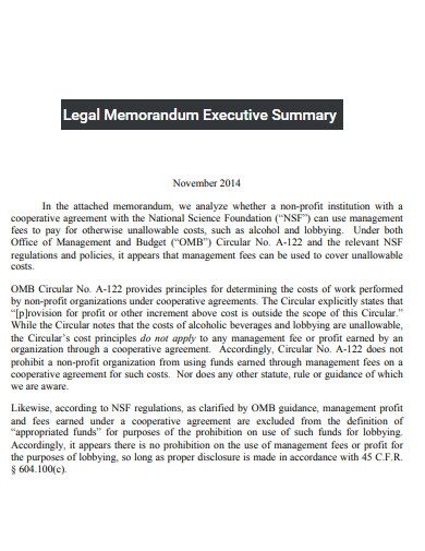 legal memorandum executive summary
