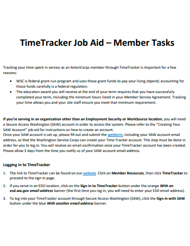 member tasks time tracker