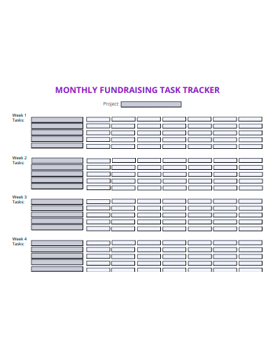monthly fundraising task tracker