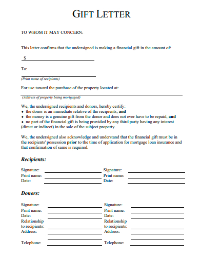 mortgage gift letter in pdf