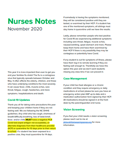 nurses notes example