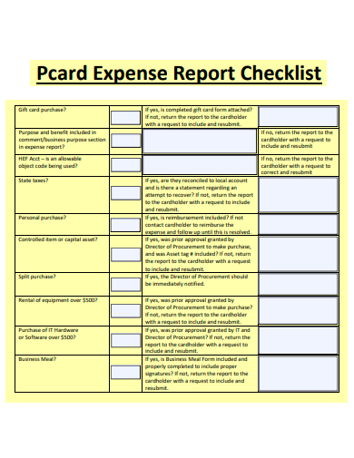 pcard expense report checklist