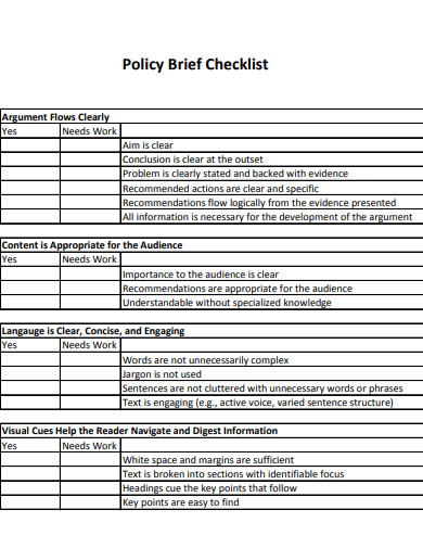 policy brief checklist