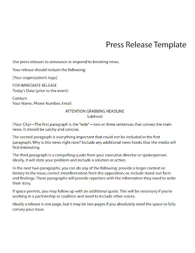 press release format example