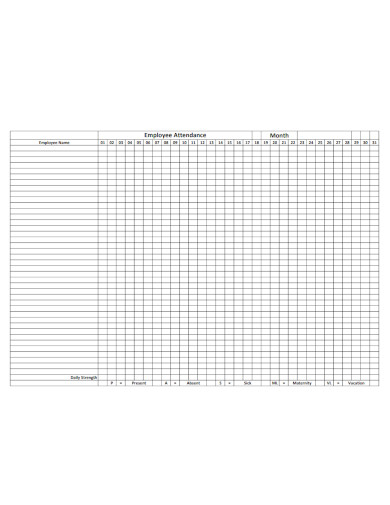 printable employee attendance sheet