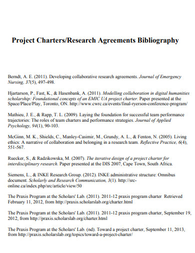 project charters research agreements bibliography