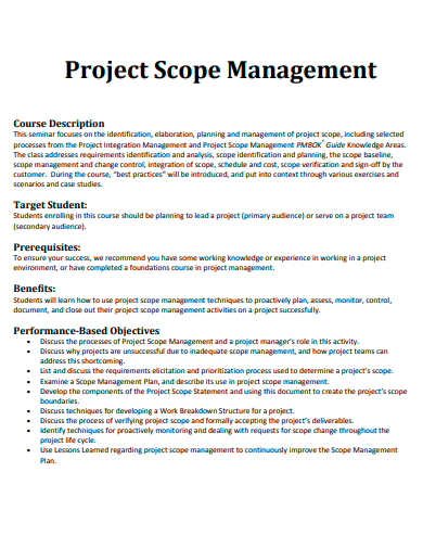 project scope management example