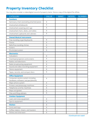 property inventory checklist