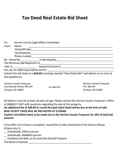 real estate bid sheet
