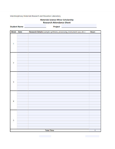 research attendance sheet format 