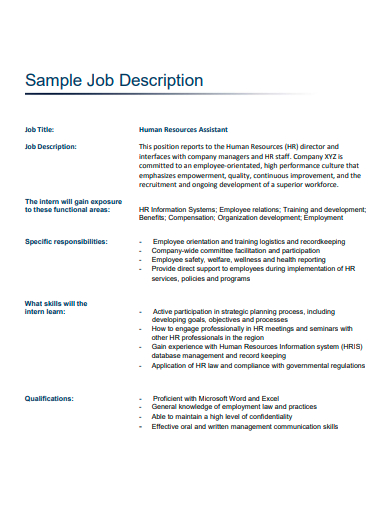 sample job description