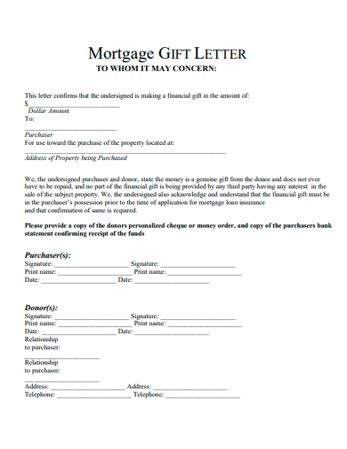 38 Gift Letter For Mortgage Template Pdf AyawaBarsila