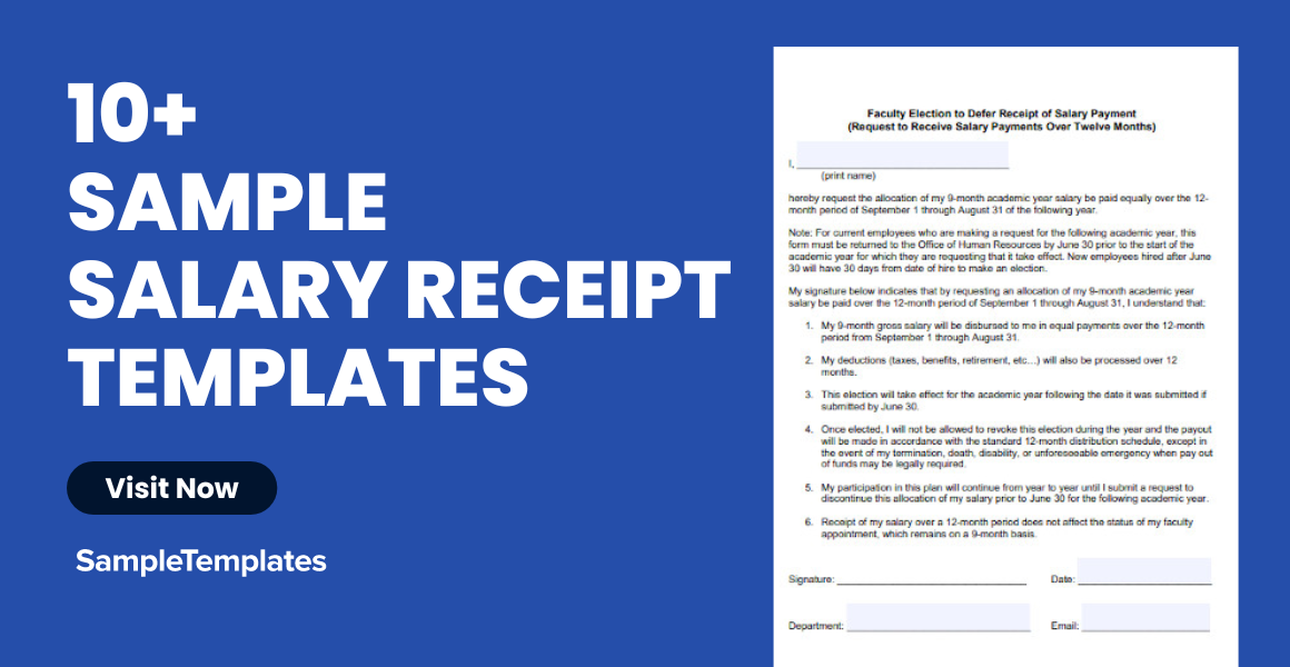 sample salary receipt templates