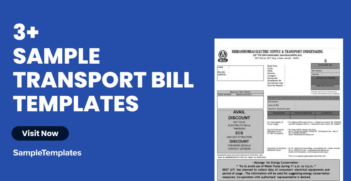 sample transport bill template