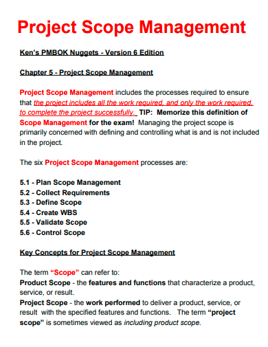 standard project scope management